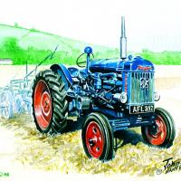 Fordson 'Major' Tractor with Plough (Watercolour)
